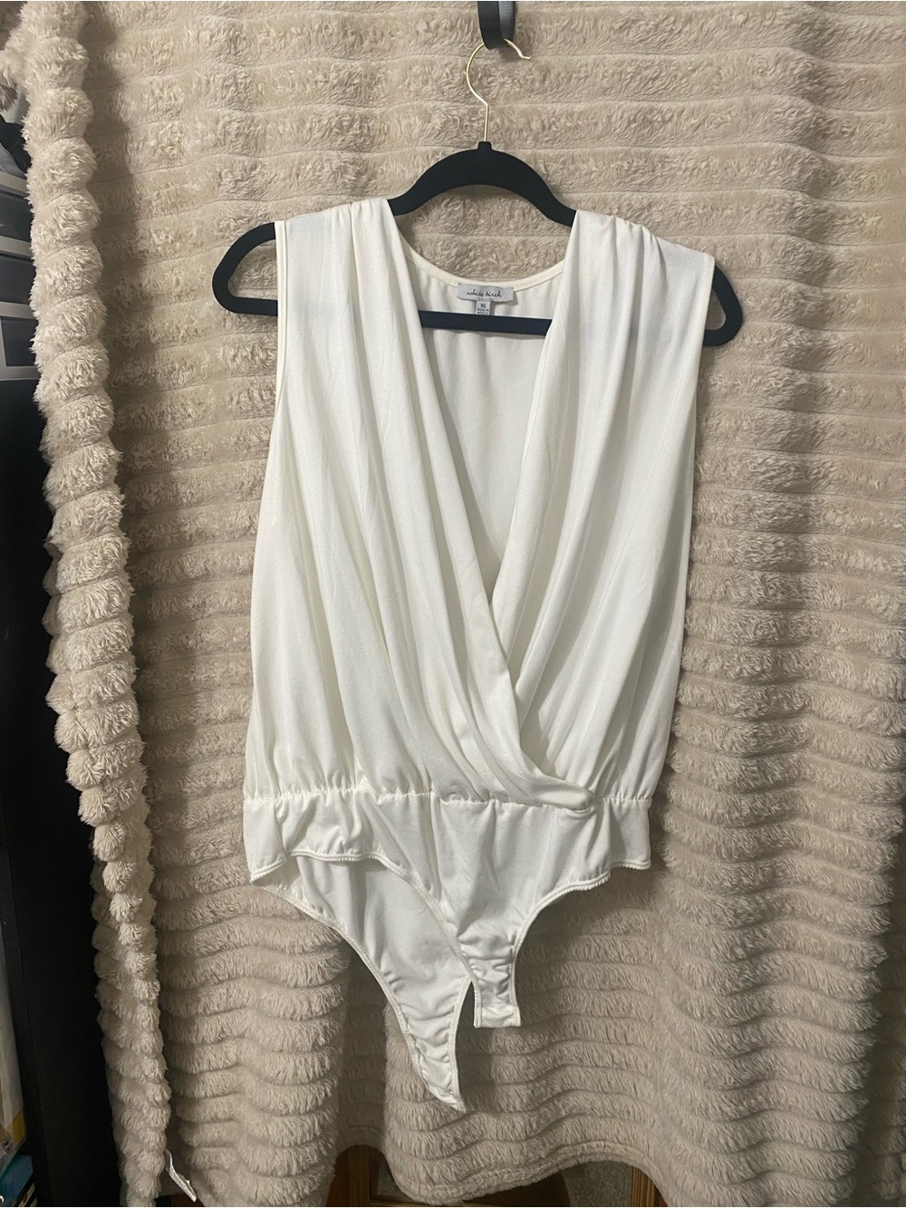 white birch White Draped Wrap-Front Bodysuit